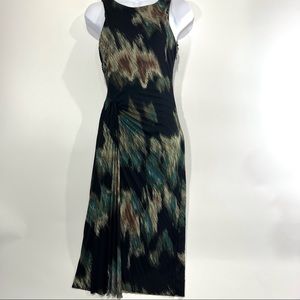 Halston Heritage Printed Ruched Faux Wrap Cocktail Dress NWT